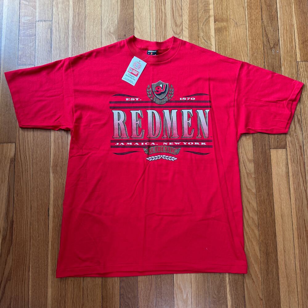 Vintage St. Johns T-Shirt Mens XL Red 90s Single Stitch College Basketball NWT